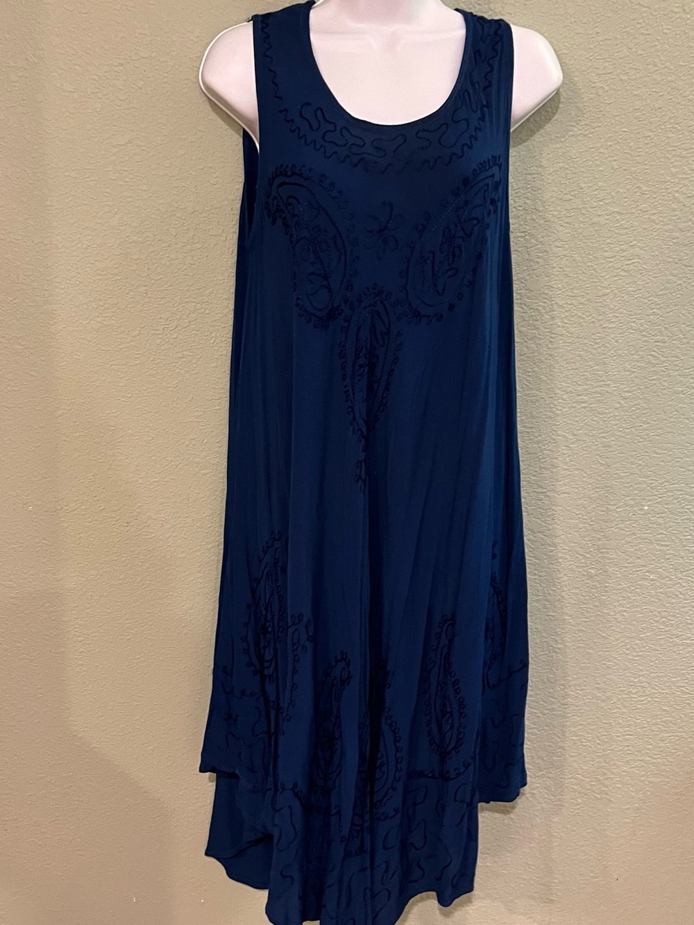 Sleeveless Navy embroidered Swing Dress